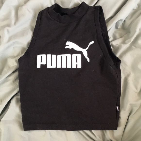 Black puma mock neck crop top - Picture 1 of 6